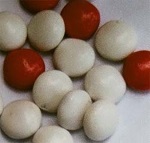 Mint nopjes rood/wit, 250 gr.
